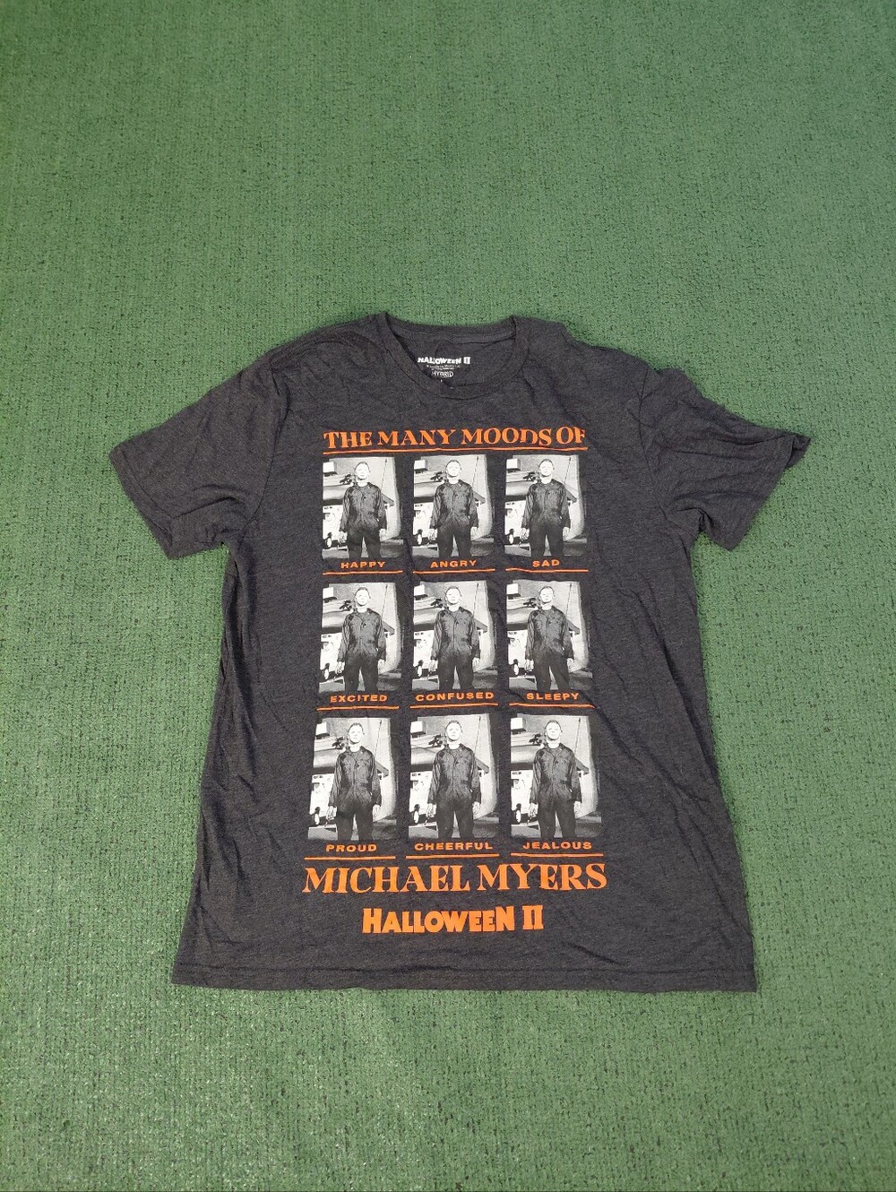 Halloween II "The Many Moods Of Michael Myers" Funny Horror Scary Dark Gray T Sh